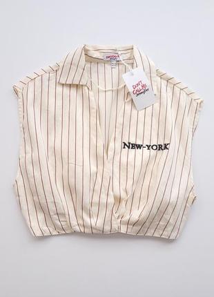 Блуза бавовняна бежевого кольору в полоску jennyfer