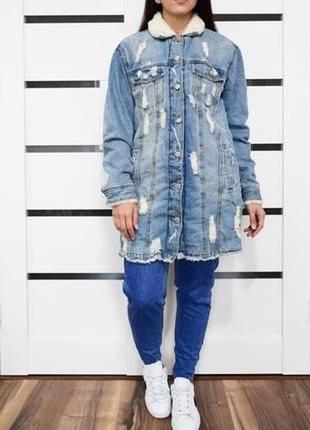 Джинсове пальто зімне denim co