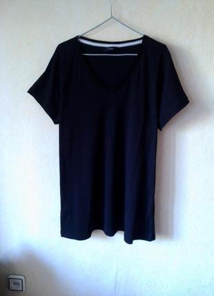 Новая удлиненная черная 100 % coton базовая футболка 22-24 uk3 фото