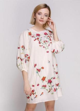 Шелковое платье вышиванка zara s