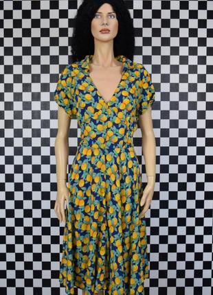 Платье принт лимоны платья миди винтажный стиль пинап5 фото
