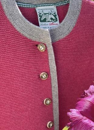 Австрийская розовая кофта ручной работы вязаная жакет на пуговицах из 100% мериносовой шерсти3 фото
