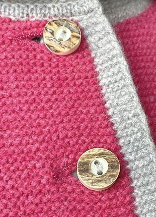 Австрийская розовая кофта ручной работы вязаная жакет на пуговицах из 100% мериносовой шерсти6 фото