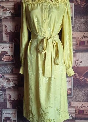 Яркое шелковое винтажное платье 1970роков rizkallah for malcolm starr,p.uk 12,гонг-конг2 фото