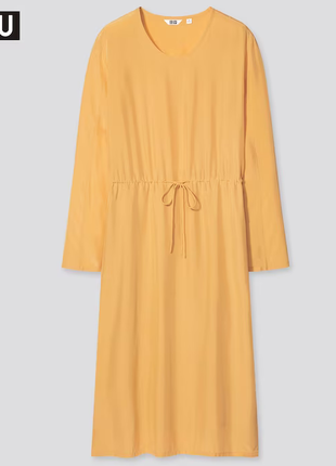 Платье uniqlo с длинными рукавами из блестящей вискозы5 фото