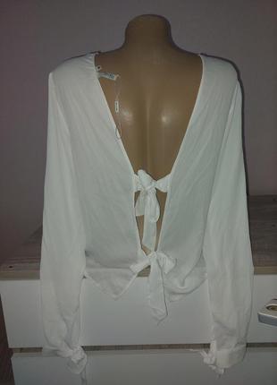 Біла блузка на завязку шифонова3 фото