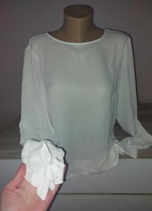 Біла блузка на завязку шифонова2 фото