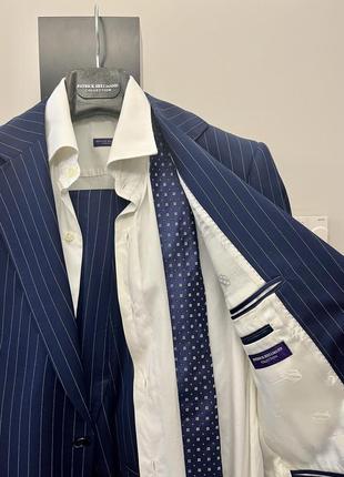 Чоловічий костюм, сорочка, краватка, patrick hellmann collection синій у смужку, poзмір s/m