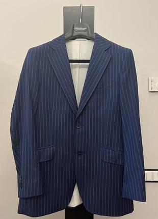 Мужской костюм, рубашка, галстук, patrick hellmann collection синий в полоску, poзмер s/m