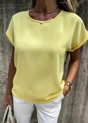 Блузка супер софт зі спущеним рукавом на манжеті оверсайз, футболка жіноча біла, чорний, малина, жовтий чорний4 фото