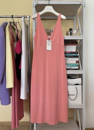 Платье миди платье сарафан zara с вырезом в пол