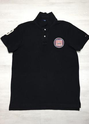 Premium vintage tommy hilfiger чорна брендова чоловіча футболка теніска поло