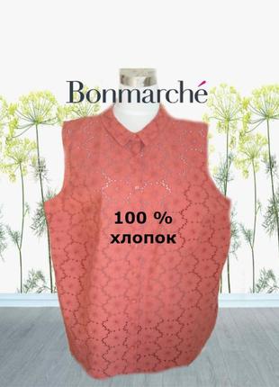 Перезагружена🌹🌹bonmarche  красивая  женская блузка прошва хлопок без рукавов батал 22🌹🌹2 фото