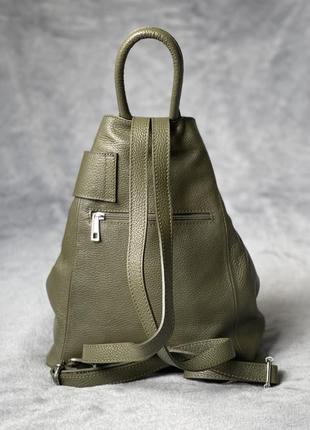 Шкіряний рюкзак stella, італія, колір хакі4 фото