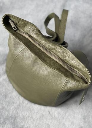 Кожаный рюкзак stella, италия, цвет хаки6 фото