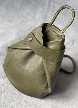 Шкіряний рюкзак stella, італія, колір хакі5 фото