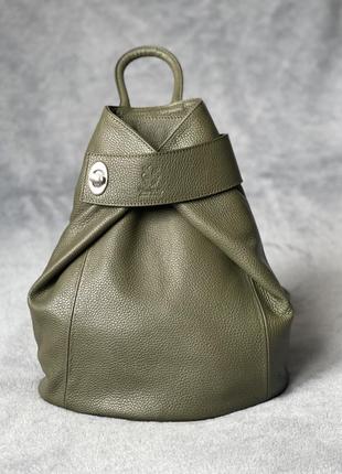 Шкіряний рюкзак stella, італія, колір хакі