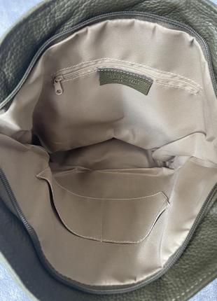 Шкіряний рюкзак stella, італія, колір хакі9 фото