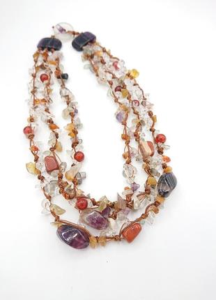 Самоцветы ожерелье из натурального камня трех нитевых2 фото