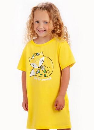 Ночная рубашка детская, ночная футболка удлиненная, милая ночная рубашка с лисичкой, домашнее платье, платье5 фото