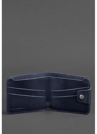 Авторские кошельки полностью ручной работы на кнопке, женское кожаное портмоне кошелек фирменный темно синий3 фото