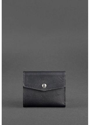 Чоловічі гаманці на кнопці зі шкіри ручної роботи, фірмовий шкіряний натуральний портмоне чорний
