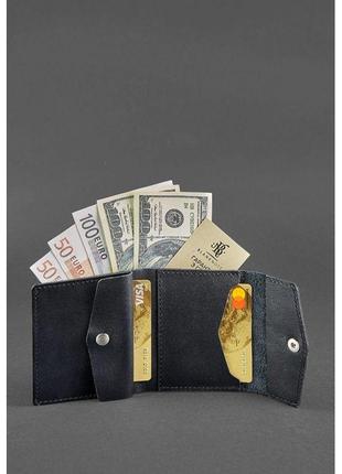 Мужские кошельки на кнопке из кожи ручной работы, фирменный кожаный портмоне натуральный черный2 фото