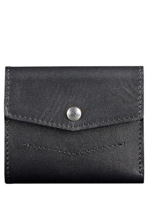 Мужские кошельки на кнопке из кожи ручной работы, фирменный кожаный портмоне натуральный черный6 фото
