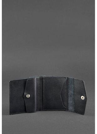 Мужские кошельки на кнопке из кожи ручной работы, фирменный кожаный портмоне натуральный черный3 фото