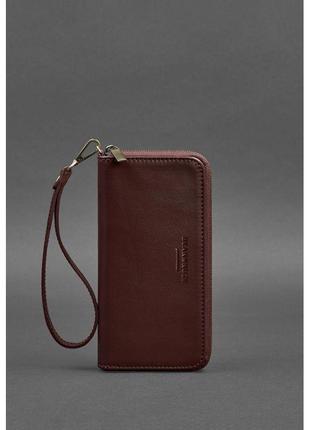 Кожаный кошелек на молнии, женские кошельки на молнии кожа ручной работы бордовый