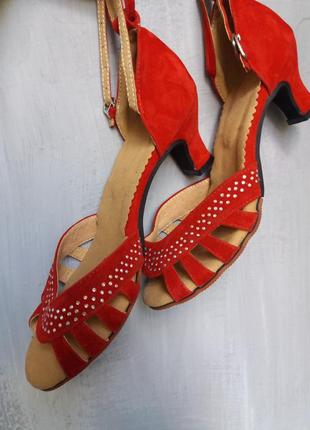 Туфли для бальных танцев-красные4 фото