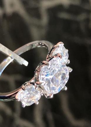 Кольцо серебро с натуральными цирконами позолота 18 карат6 фото