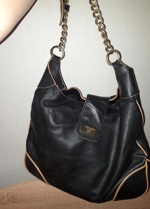 Фирменная сумка шоппер с золотой цепью натуральная кожа1 фото