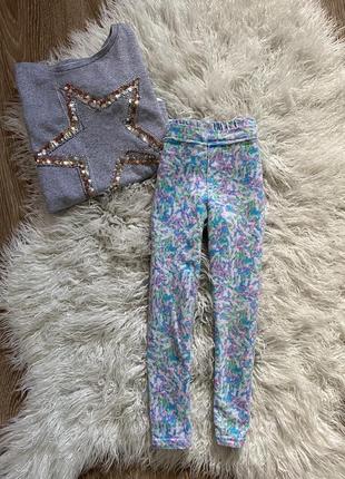 Детские яркие лосины штаны принт