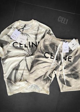 Чоловічий літній комплект футболка + шорти / якісний комплект celine на літо1 фото