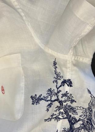 Рубашка лен100% jc de castelbajac оригинал, размер м, с вышивкой9 фото