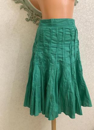 Коттоновая юбка сочного зеленого цвета красивого кроя!!!3 фото