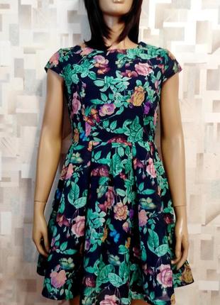 Красива темно-синя сукня з квітковим принтом boohoo, красивое платье с цветочным принтом