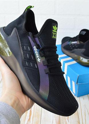 Стильні літні кросівки адідас adidas чорні з перламутром текстиль+сітка осінні,весняні,на осінь,весна,літо