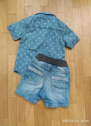 Летний джинсовый костюмчик (шорты+ рубашка) для мальчика4 фото