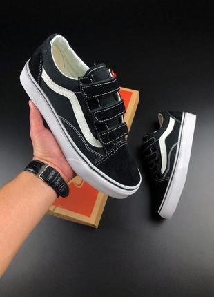 Жіночі замшеві кеди на ліпучках vans old skool 🆕 кеди ванс олд скул7 фото