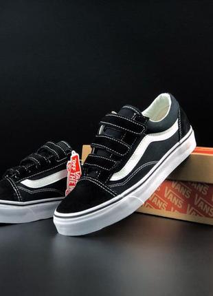 Жіночі замшеві кеди на ліпучках vans old skool 🆕 кеди ванс олд скул1 фото