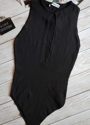 Шикарное черное боди в рубчик zara (knit)