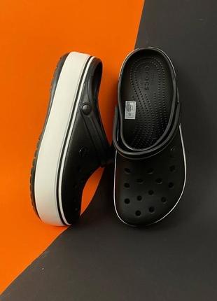 Жіночі сабо кроск crocs crocband platform clog black/white