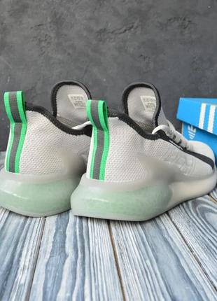 Стильные летние кроссовки адедас adidas серые с салатовым текстиль+сетка осенние,весенние,на осень,весна,лето 7