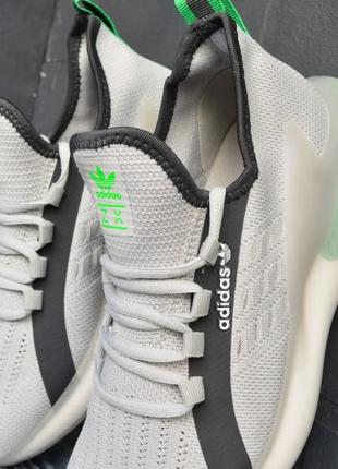 Стильные летние кроссовки адедас adidas серые с салатовым текстиль+сетка осенние,весенние,на осень,весна,лето 2