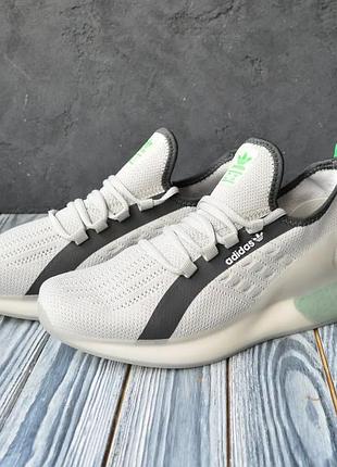 Стильные летние кроссовки адедас adidas серые с салатовым текстиль+сетка осенние,весенние,на осень,весна,лето 10