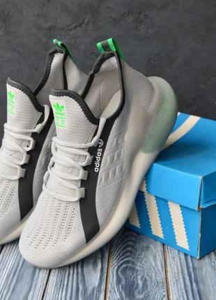 Стильные летние кроссовки адедас adidas серые с салатовым текстиль+сетка осенние,весенние,на осень,весна,лето 8
