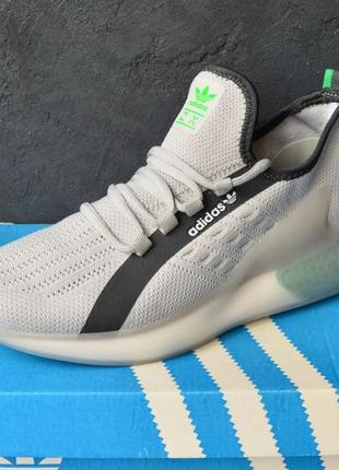 Стильные летние кроссовки адедас adidas серые с салатовым текстиль+сетка осенние,весенние,на осень,весна,лето 4