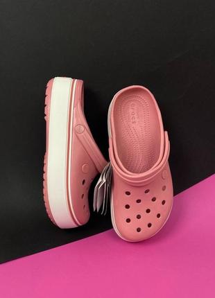 Жіночі сабо крокс crocs crocband platform clog blossom / white